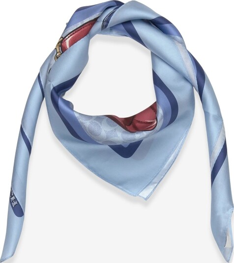 Coach Accessories Stacked Tabby Printed Silk Square - DENIM/RED-MULTI - One Size