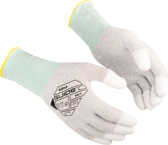 Guide 4202 PU-fingertuppdyppet ESD arbeidshanske, 6 Par