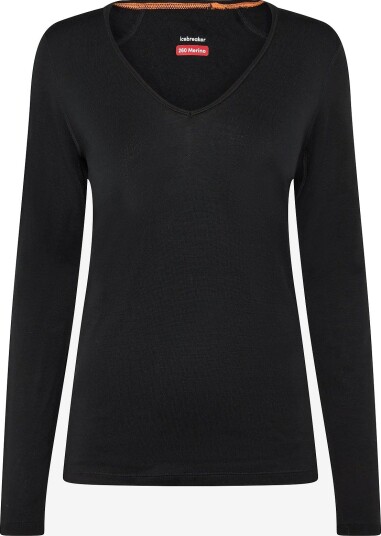 Icebreaker Women Mer 260 Tech Ls V Neck   BLACK   L