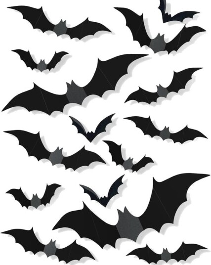 Halloween 3D-Flaggermus Veggklistremerker 124 stk
