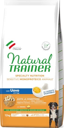 Natural Trainer Tørrfôr Voksen Trainer Natural Sensitive Medium Maxi Med Egg Dobbeltpakke 2 X 12 kg