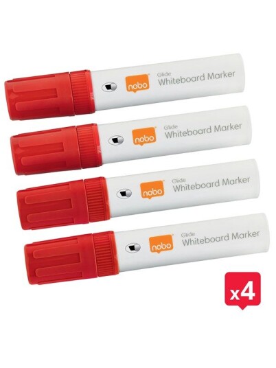 NOBO Glide whiteboardpenner stor skr tupp 4 Pack. Rd