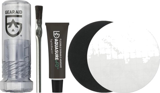 Gear Aid Aquasure +fd Repair Kit Clear/black Patches 7g Gear Aid Aquasure +fd Repair Kit Clear/black Patches 7g