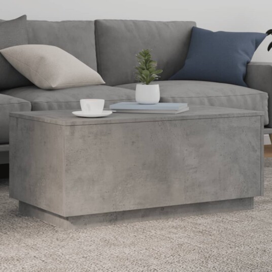 Salongbord med LED-lys betonggrå 90x50x40 cm 8721012466470