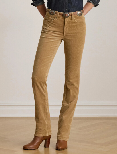 Lauren Ralph Lauren Stretch Corduroy Mid-Rise Straight Pant - Beige - 34
