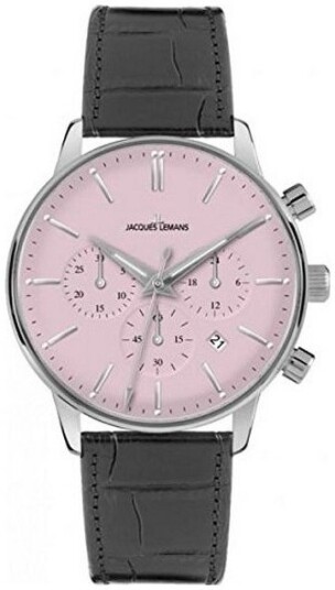 Jacques Lemans Herreklokke 1 209F Rosa/Lær Ø39 mm