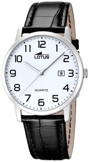 Lotus Herreklokke 18239/1 Classic Hvit/Lær Ø40 mm