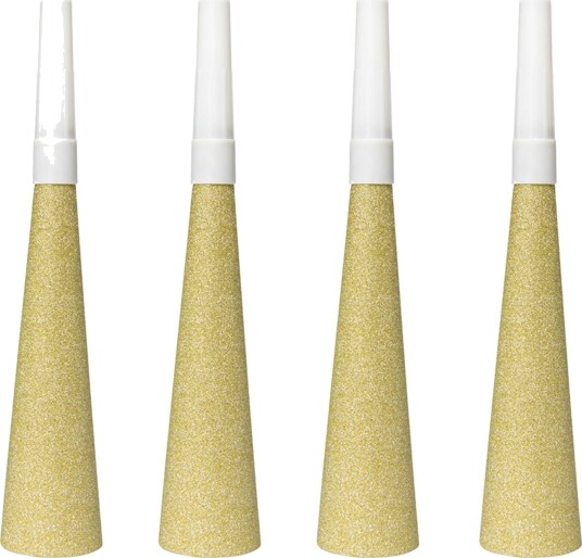 Folat Partyfløyter Gull Glitter 4-pakning 65754