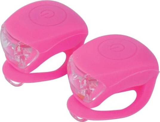 Sykkellykt Dresco LED sykkellyktsett 2 stk silikonskall 3 funksjoner rosa