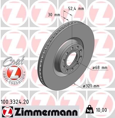 Bremseskive ZIMMERMANN 100.3324.20 Bremseskive ZIMMERMANN 100.3324.20