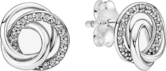 Pandora Encircled Sterling Silver Stud Earrings CLEAR One Size
