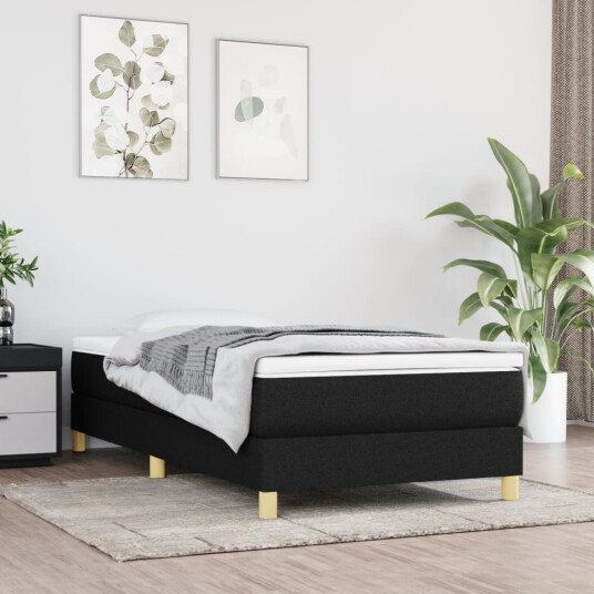 Boxspring sengeramme svart 90x190 cm Single stoff Boxspring sengeramme svart 90x190 cm Single stoff