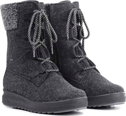 Pomar Women"s Reki Gore Tex Felt Boot Granit Felt/Black Waxy Leather 36