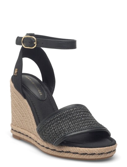 Tommy Hilfiger High Wedge Espad Raffia Black 38