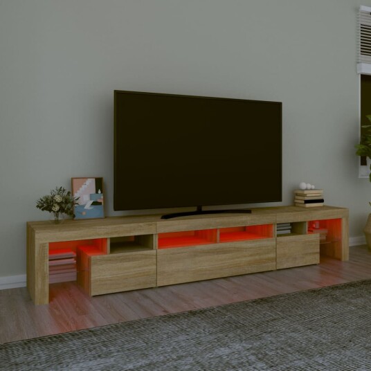 TV-benk med LED-lys sonoma eik 230x36,5x40 cm 8720845649364