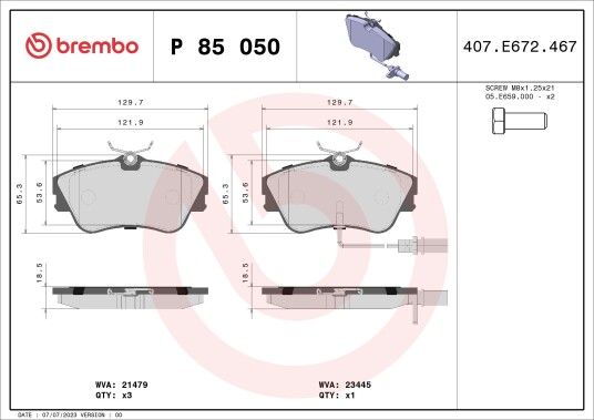 Bremseklosser BREMBO P 85 050 Bremseklosser BREMBO P 85 050