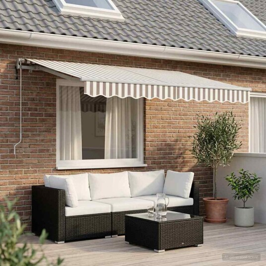 vidaXL Uttrekkbar markise Lys Grå og Hvit 300 x 250 cm