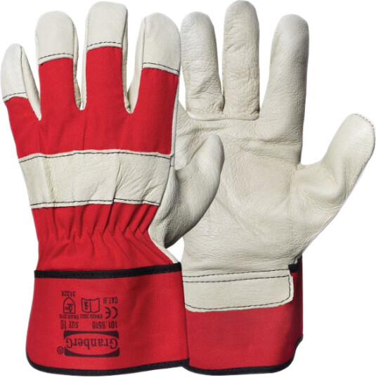 Granberg Gummimansjett håndflateforede arbeidshansker rød/beige 12 par SGR-101-9510 10