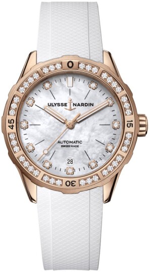 Ulysse Nardin Dameklokke 8162 182B1 0A 3A Diver Hvit/Gummi Ø39 mm
