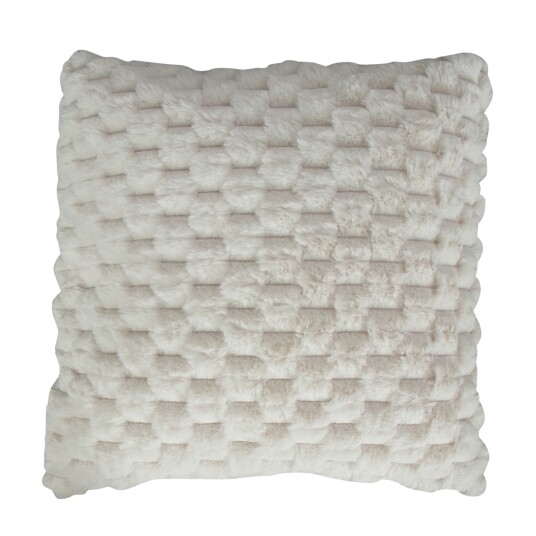Nordstrand Home Pyntepute - 45x45 cm - Hvit - Fake fur sofapute - Vaffel struktur -