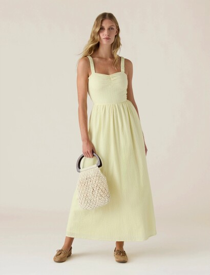 Lexington Clothing Seersucker Summer Dress Yellow XL