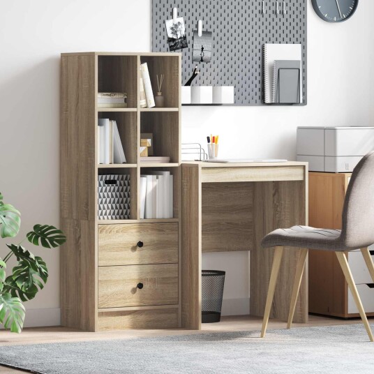  Skrivebord med lagring 2 pcs Sonoma eik 60 x 50 x 76 cm