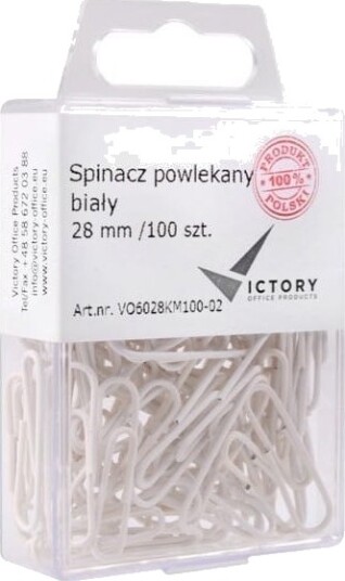 Victory Office Products Victory Office Kontorsstifter 28 Mm 100 Stk Runde Belagte Hvite Plastbeholder Hengende