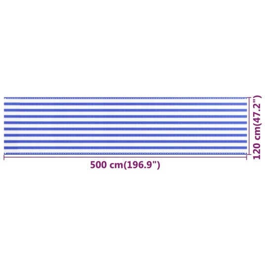 vidaXL Balkongskjerm blå og hvit 120x500 cm HDPE