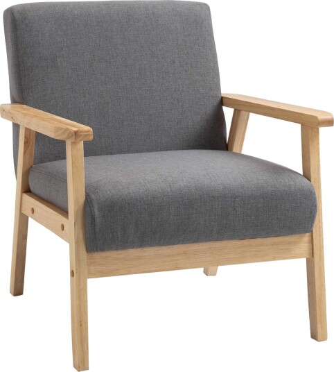 Grå vingestol i linlook med armlener