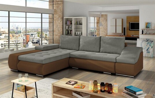 Seksjon Eltap Ontario 295x200x82 cm Soro 13 Soft 15 Beige Brun Venstre