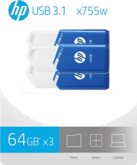 HP x755w USB 3.1 minnepinne 64 GB (3-pk.)