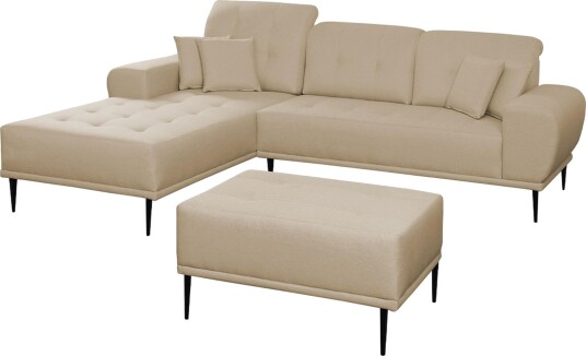 Rapale Sofagruppe Venstre med Fotskammel Beige