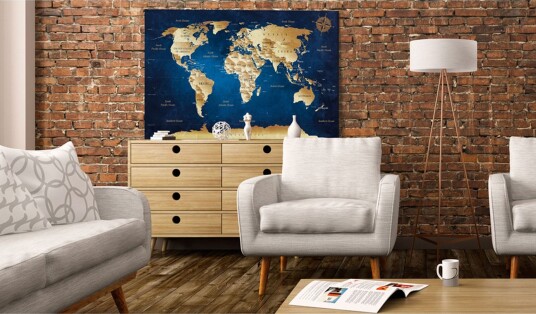 Tavle World Map: The Dark Blue Depths 90X60 Artgeist sp. z o. o.