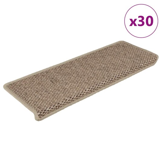 Selvklebende trappematter sisal 30 stk 65x21x4 cm sand 8721288460103