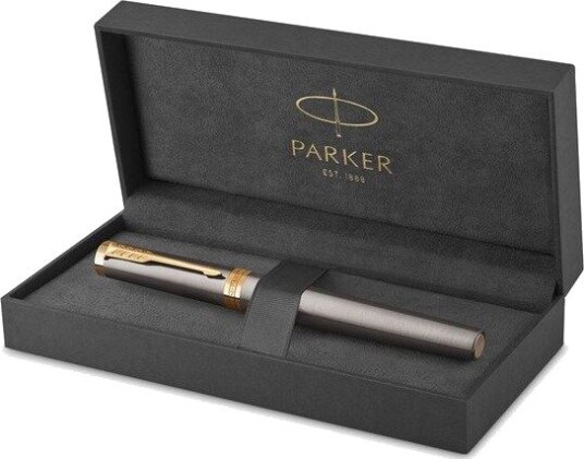 Parker Ingenuity Fountain Pen Grey Lacquer with Gold Trims Medium Stainless