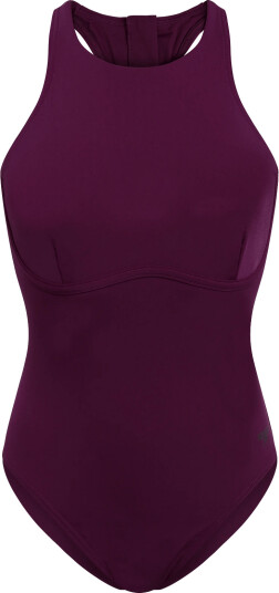 Speedo Solid Racerback Zip Swimsuit Burgundy 38
