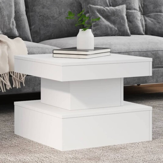  Salongbord med LED-lys hvit 50x50x40 cm 8721012466098