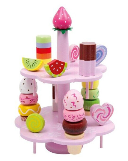 Small Foot - Wooden Etagere with Play Food Candy Small Foot - Wooden Etagere with Play Food Candy