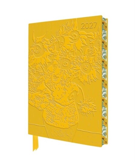 Vincent van Gogh: Sunflowers 2027 Artisan Art Vegan Leather Diary Planner   Page to View with Notes