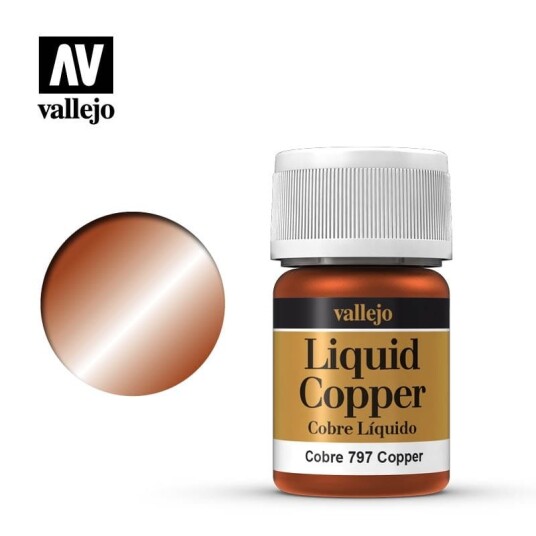Vallejo 35ml Liquid Copper Metallfarge med Ekte Metallpigmenter 70.797