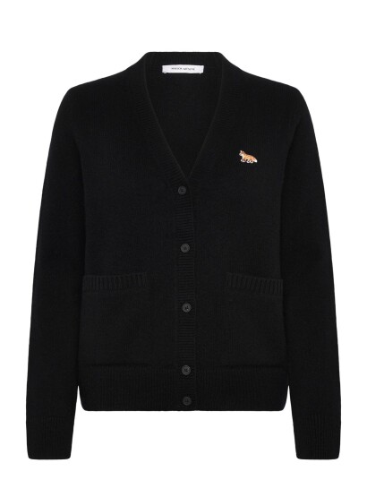 Maison Kitsune Baby Fox Patch Boxy Cardigan   Black   XL