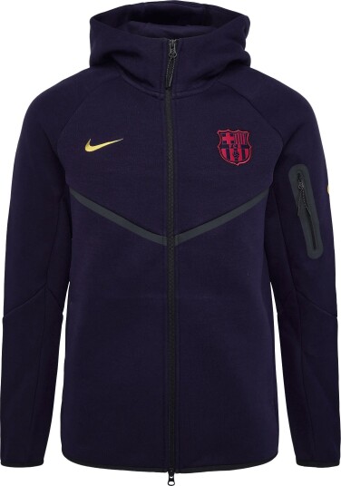Nike Fc Barcelona Nike Tech Fleece Full Zip Hoodie   BLACKENED BLUE/MINERAL YELLOW   XS