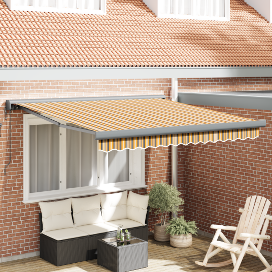  Automatisk Uttrekkbar Markise Flerfarget Stripe 300x250 cm