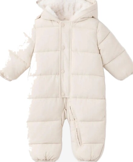 Mango Quilted Hoodie With Fur Hood - LT PASTEL BROWN - 74
