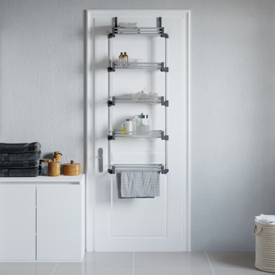 vidaXL Dørhengt hylle 5 etasjer 52x20x135 cm aluminium