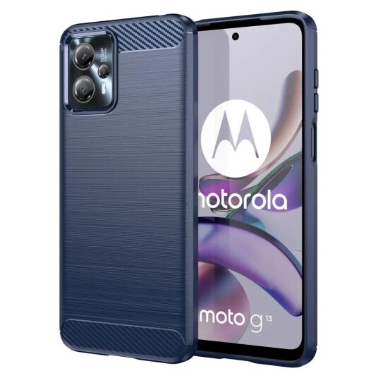 INCOVER Motorola Moto G13 / G23 Brushed Carbon Fiber Plast Deksel - Blå