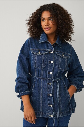 Ellos Plus collection   Denim jakke med knytbar tråd   Blå