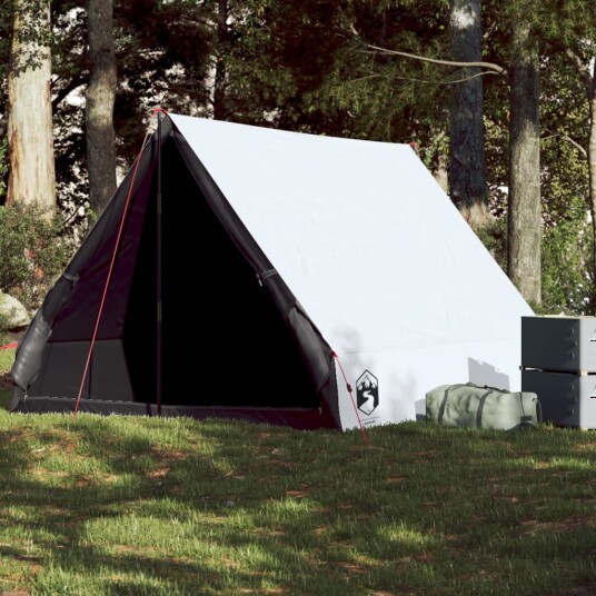 Campingtelt A ramme 2 personer hvit blendingsstoff vanntett