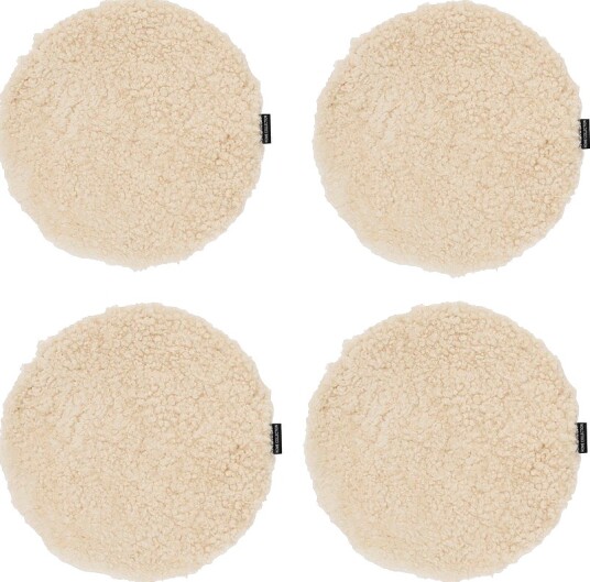 Skinnwille Sittepute rund Curly 4 pakning Beige