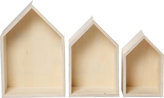 Oppbevaringskasser hus H: 20,3+25,3+31 cm D: 10 B: 13+16,2+20 3 stk./ 1 sett Oppbevaringskasser hus H: 20,3+25,3+31 cm D: 10 B: 13+16,2+20 3 stk./ 1 sett
